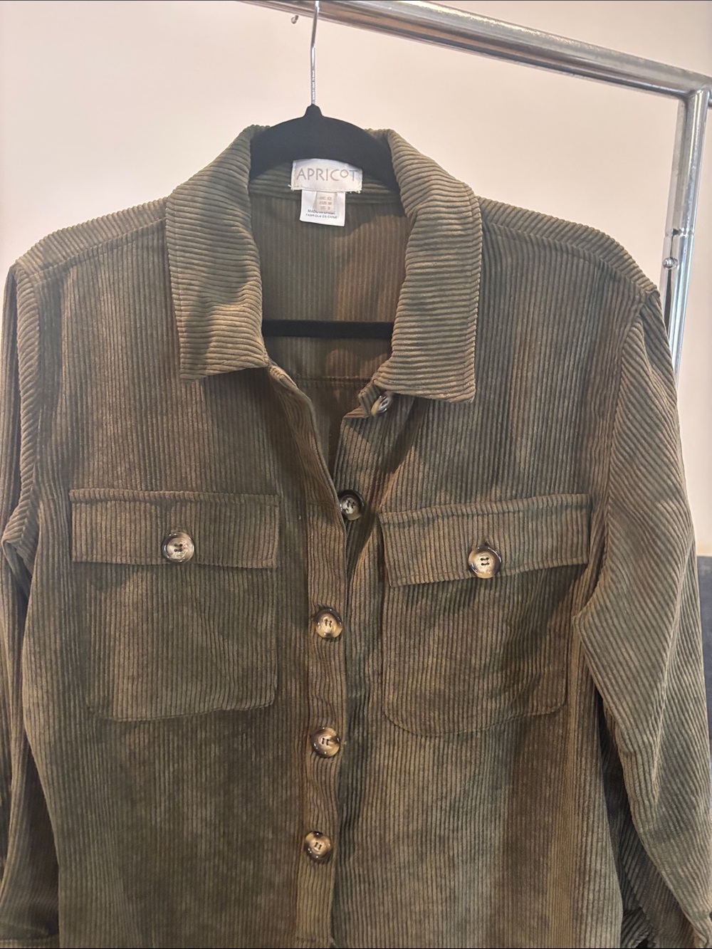 APRICOT Olive Corduroy Button-Up Utility Jacket